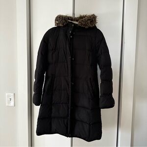 Ralph Lauren Black Puffer Jacket with Faux Fur Trim